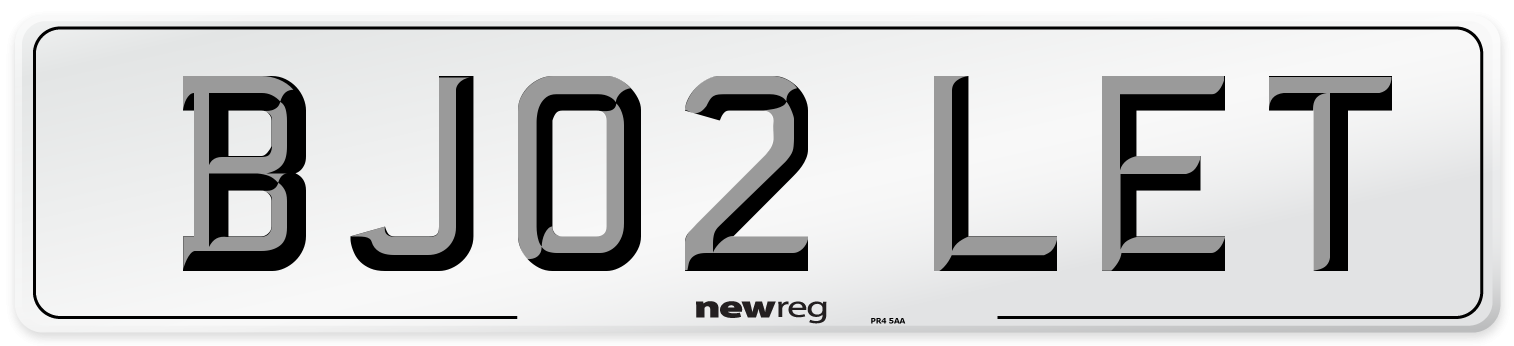 BJ02 LET Number Plate from New Reg